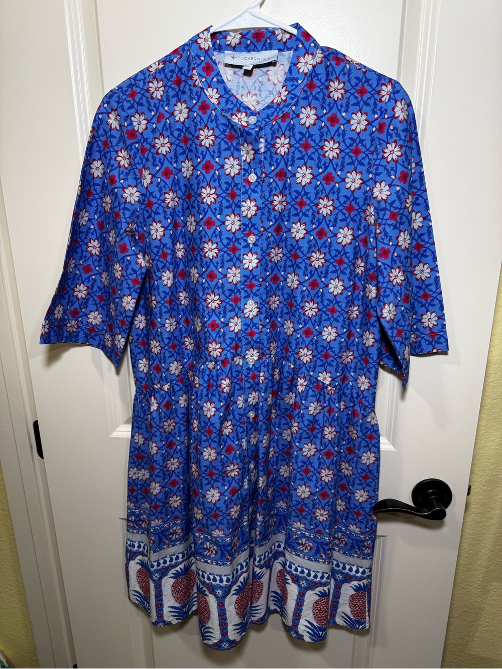Tuckernuck Royal Shirtdress Blue Floral Button-Front Mini Length